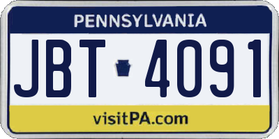 PA license plate JBT4091