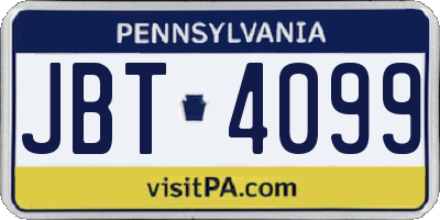 PA license plate JBT4099