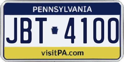 PA license plate JBT4100