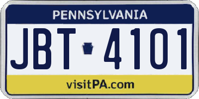 PA license plate JBT4101
