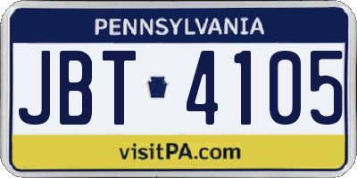 PA license plate JBT4105