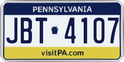 PA license plate JBT4107