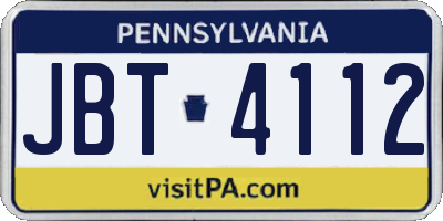 PA license plate JBT4112