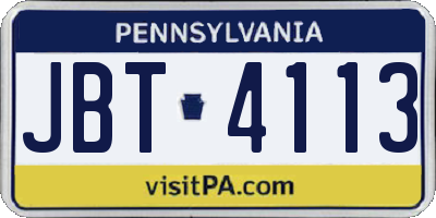 PA license plate JBT4113