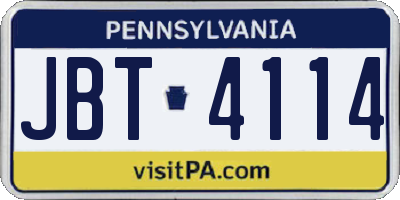 PA license plate JBT4114
