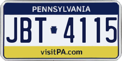 PA license plate JBT4115