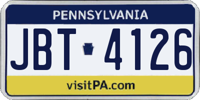 PA license plate JBT4126
