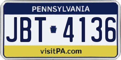 PA license plate JBT4136