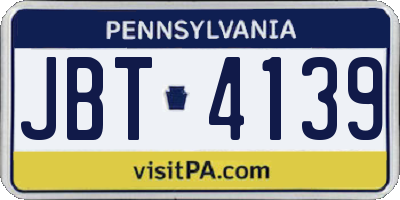 PA license plate JBT4139