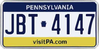 PA license plate JBT4147