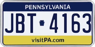 PA license plate JBT4163