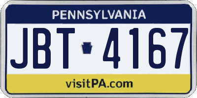 PA license plate JBT4167