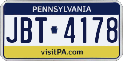 PA license plate JBT4178