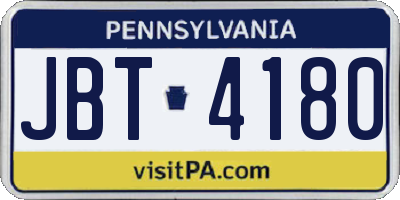 PA license plate JBT4180