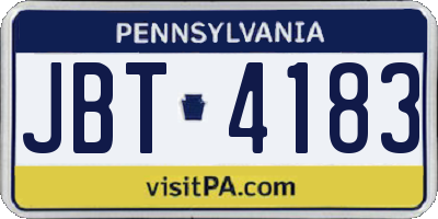 PA license plate JBT4183