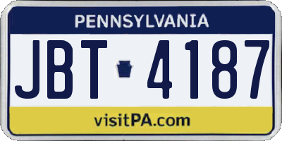 PA license plate JBT4187