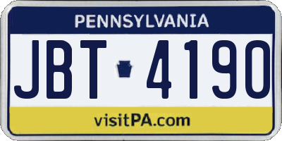 PA license plate JBT4190