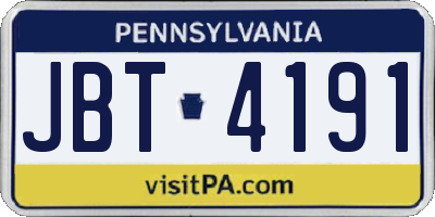 PA license plate JBT4191