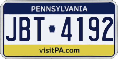 PA license plate JBT4192