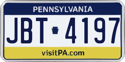 PA license plate JBT4197