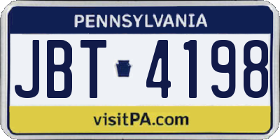 PA license plate JBT4198