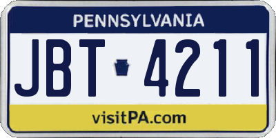 PA license plate JBT4211