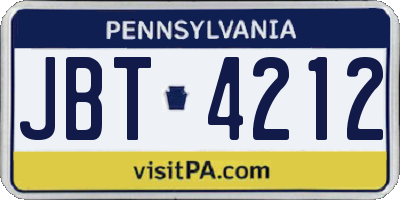 PA license plate JBT4212