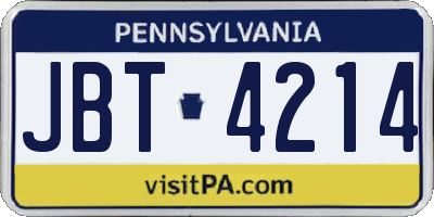 PA license plate JBT4214