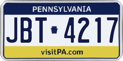 PA license plate JBT4217