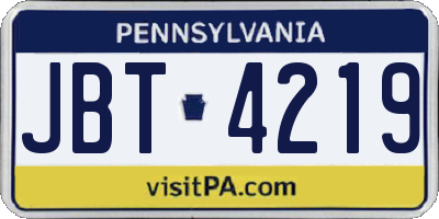 PA license plate JBT4219