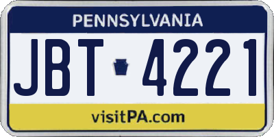 PA license plate JBT4221