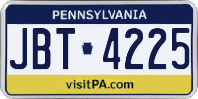PA license plate JBT4225