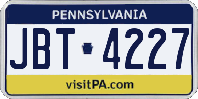 PA license plate JBT4227