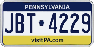 PA license plate JBT4229