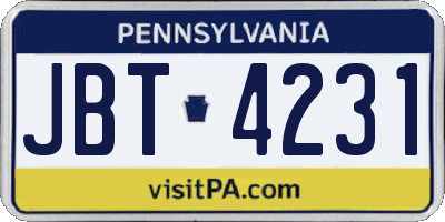 PA license plate JBT4231