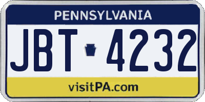 PA license plate JBT4232