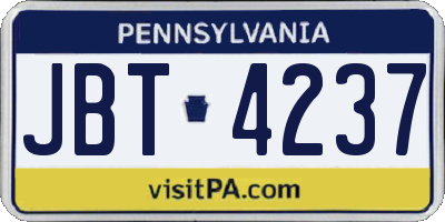PA license plate JBT4237