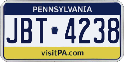 PA license plate JBT4238