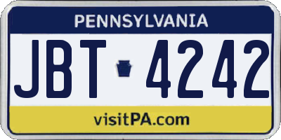 PA license plate JBT4242