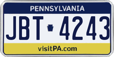 PA license plate JBT4243