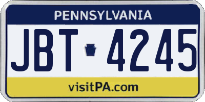 PA license plate JBT4245