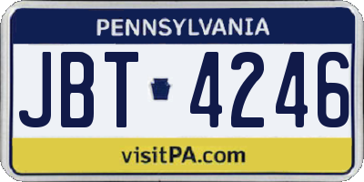 PA license plate JBT4246