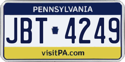 PA license plate JBT4249