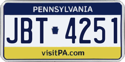 PA license plate JBT4251