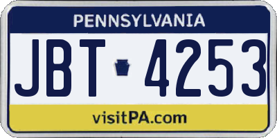 PA license plate JBT4253
