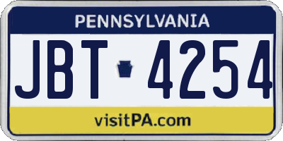 PA license plate JBT4254