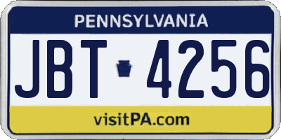 PA license plate JBT4256