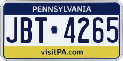 PA license plate JBT4265
