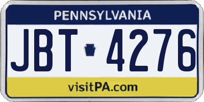 PA license plate JBT4276