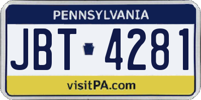 PA license plate JBT4281